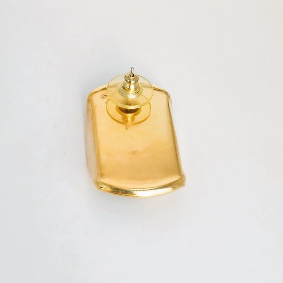 Laura Jordan Vintage Green Swirl Earrings. 1.5"x1"Gold Tone Post Panel - Picture 2 of 3